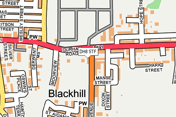 DH8 5TF map - OS OpenMap – Local (Ordnance Survey)