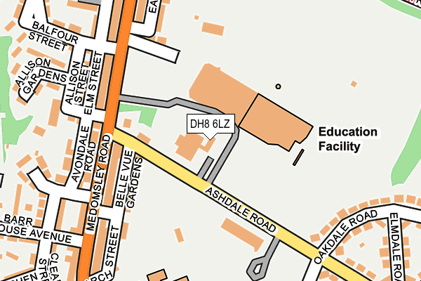 DH8 6LZ map - OS OpenMap – Local (Ordnance Survey)