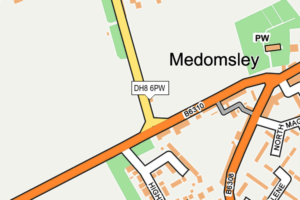 DH8 6PW map - OS OpenMap – Local (Ordnance Survey)