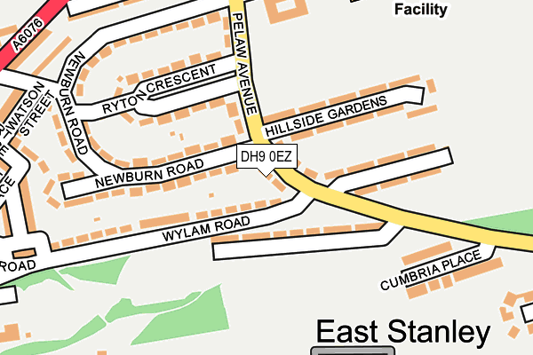 DH9 0EZ map - OS OpenMap – Local (Ordnance Survey)