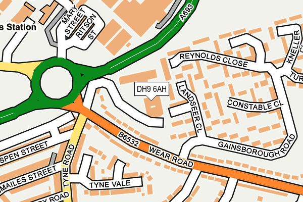 DH9 6AH map - OS OpenMap – Local (Ordnance Survey)