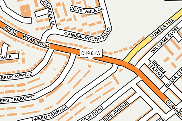 DH9 6HW map - OS OpenMap – Local (Ordnance Survey)