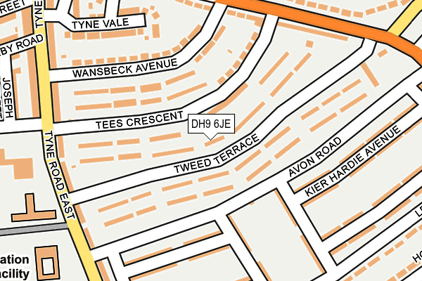 DH9 6JE map - OS OpenMap – Local (Ordnance Survey)