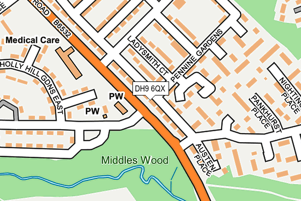 DH9 6QX map - OS OpenMap – Local (Ordnance Survey)