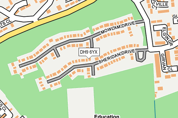 DH9 6YX map - OS OpenMap – Local (Ordnance Survey)