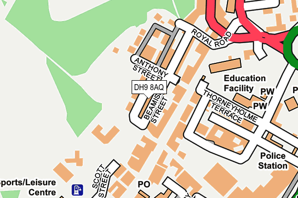 DH9 8AQ map - OS OpenMap – Local (Ordnance Survey)