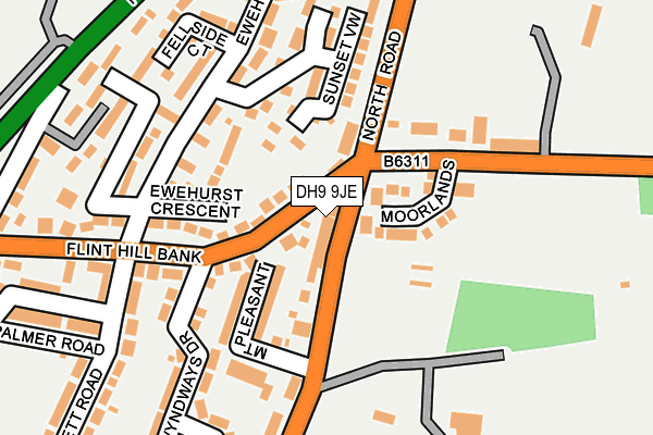 DH9 9JE map - OS OpenMap – Local (Ordnance Survey) DH9 9JE map - OS OpenMap – Local (Ordnance Survey)