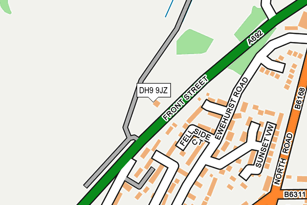 DH9 9JZ map - OS OpenMap – Local (Ordnance Survey) DH9 9JZ map - OS OpenMap – Local (Ordnance Survey)