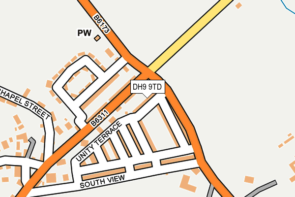 DH9 9TD map - OS OpenMap – Local (Ordnance Survey) DH9 9TD map - OS OpenMap – Local (Ordnance Survey)