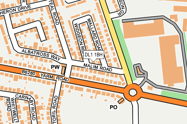 DL1 1BH map - OS OpenMap – Local (Ordnance Survey)