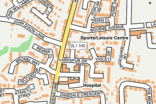 DL1 1HX map - OS OpenMap – Local (Ordnance Survey) DL1 1HX map - OS OpenMap – Local (Ordnance Survey)