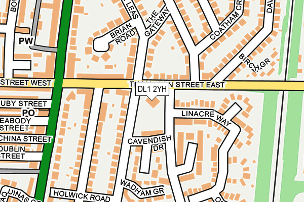 DL1 2YH map - OS OpenMap – Local (Ordnance Survey) DL1 2YH map - OS OpenMap – Local (Ordnance Survey)