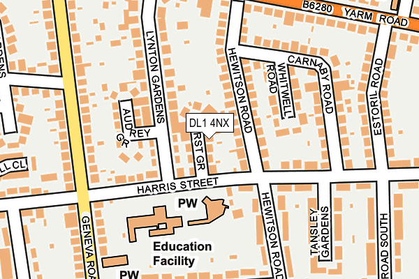 DL1 4NX map - OS OpenMap – Local (Ordnance Survey) DL1 4NX map - OS OpenMap – Local (Ordnance Survey)