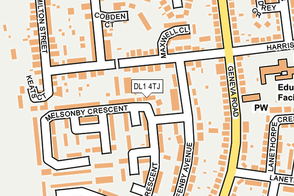 DL1 4TJ map - OS OpenMap – Local (Ordnance Survey) DL1 4TJ map - OS OpenMap – Local (Ordnance Survey)