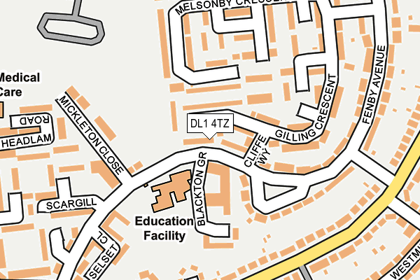 DL1 4TZ map - OS OpenMap – Local (Ordnance Survey) DL1 4TZ map - OS OpenMap – Local (Ordnance Survey)