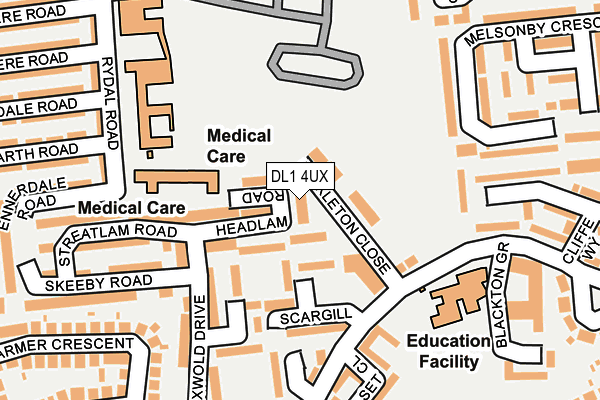 DL1 4UX map - OS OpenMap – Local (Ordnance Survey) DL1 4UX map - OS OpenMap – Local (Ordnance Survey)