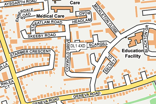 DL1 4XD map - OS OpenMap – Local (Ordnance Survey) DL1 4XD map - OS OpenMap – Local (Ordnance Survey)