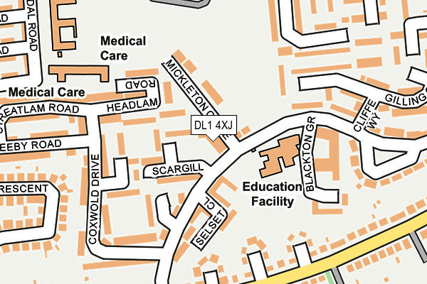 DL1 4XJ map - OS OpenMap – Local (Ordnance Survey) DL1 4XJ map - OS OpenMap – Local (Ordnance Survey)