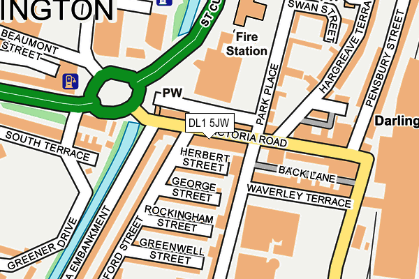 DL1 5JW map - OS OpenMap – Local (Ordnance Survey) DL1 5JW map - OS OpenMap – Local (Ordnance Survey)