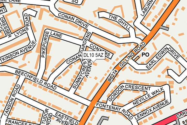DL10 5AZ map - OS OpenMap – Local (Ordnance Survey) DL10 5AZ map - OS OpenMap – Local (Ordnance Survey)