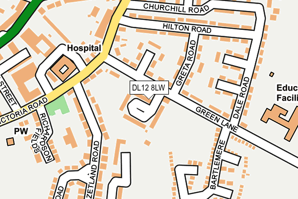 DL12 8LW map - OS OpenMap – Local (Ordnance Survey) DL12 8LW map - OS OpenMap – Local (Ordnance Survey)