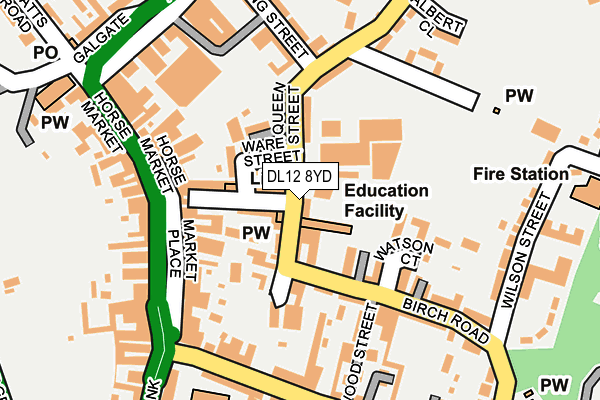 DL12 8YD map - OS OpenMap – Local (Ordnance Survey) DL12 8YD map - OS OpenMap – Local (Ordnance Survey)