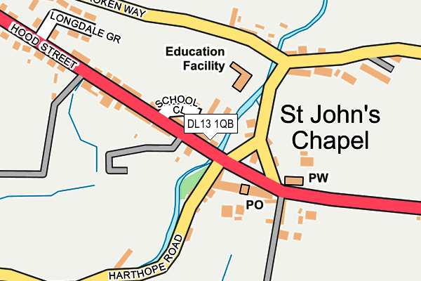 DL13 1QB map - OS OpenMap – Local (Ordnance Survey) DL13 1QB map - OS OpenMap – Local (Ordnance Survey)
