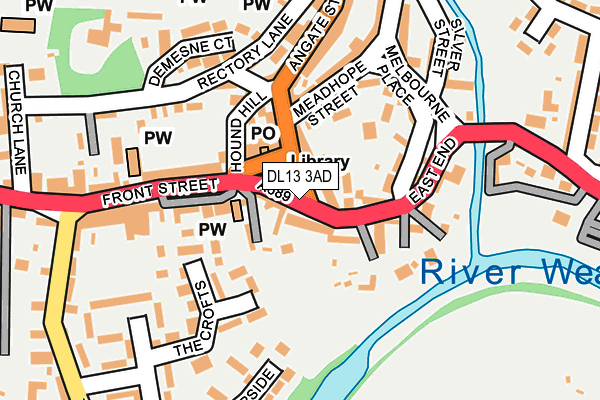 DL13 3AD map - OS OpenMap – Local (Ordnance Survey) DL13 3AD map - OS OpenMap – Local (Ordnance Survey)