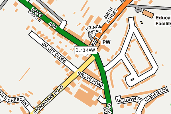DL13 4AW map - OS OpenMap – Local (Ordnance Survey) DL13 4AW map - OS OpenMap – Local (Ordnance Survey)