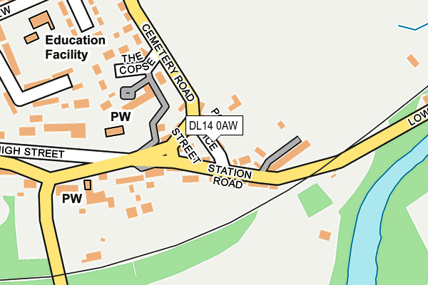 DL14 0AW map - OS OpenMap – Local (Ordnance Survey) DL14 0AW map - OS OpenMap – Local (Ordnance Survey)