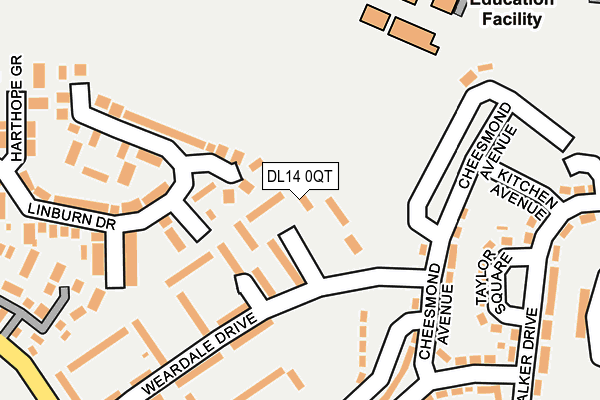 DL14 0QT map - OS OpenMap – Local (Ordnance Survey) DL14 0QT map - OS OpenMap – Local (Ordnance Survey)