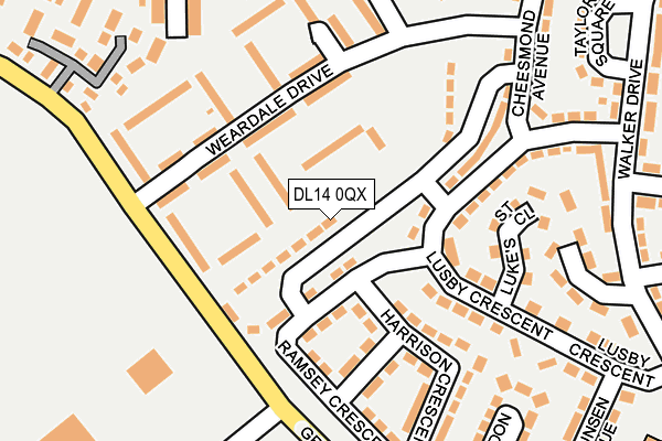 DL14 0QX map - OS OpenMap – Local (Ordnance Survey) DL14 0QX map - OS OpenMap – Local (Ordnance Survey)