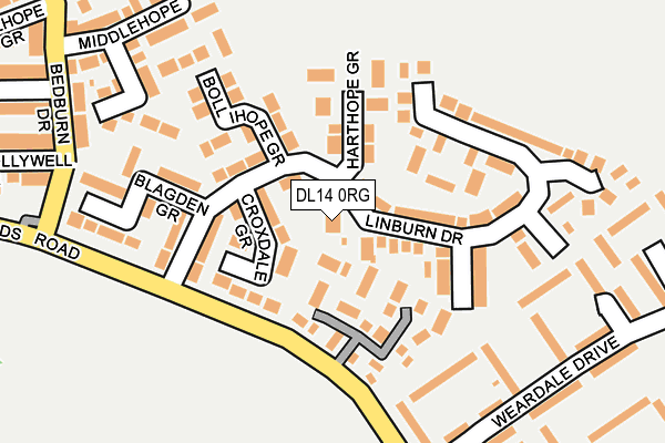 DL14 0RG map - OS OpenMap – Local (Ordnance Survey) DL14 0RG map - OS OpenMap – Local (Ordnance Survey)