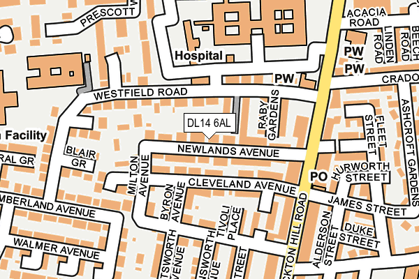 DL14 6AL map - OS OpenMap – Local (Ordnance Survey) DL14 6AL map - OS OpenMap – Local (Ordnance Survey)