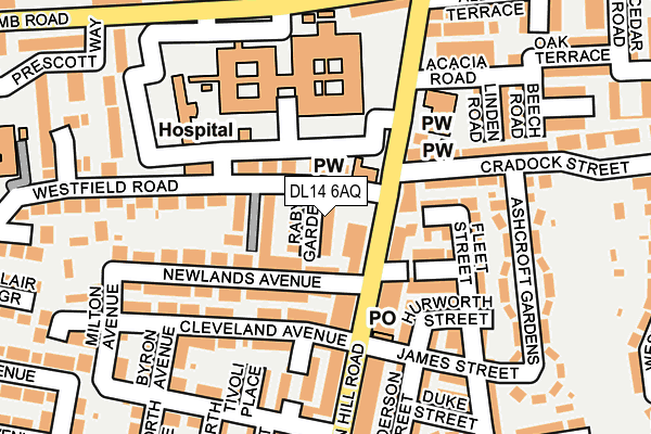 DL14 6AQ map - OS OpenMap – Local (Ordnance Survey) DL14 6AQ map - OS OpenMap – Local (Ordnance Survey)