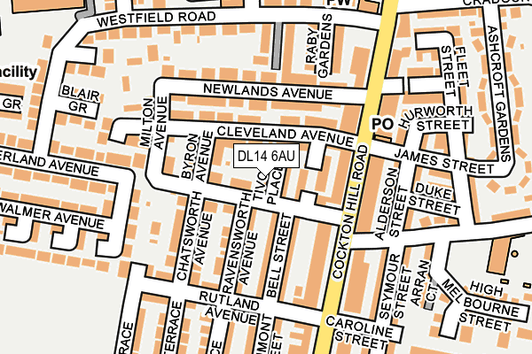 DL14 6AU map - OS OpenMap – Local (Ordnance Survey) DL14 6AU map - OS OpenMap – Local (Ordnance Survey)