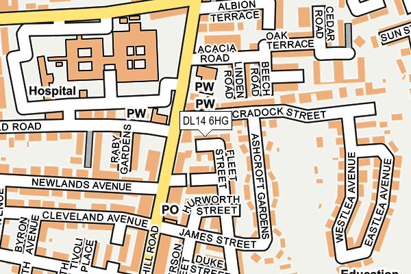 DL14 6HG map - OS OpenMap – Local (Ordnance Survey) DL14 6HG map - OS OpenMap – Local (Ordnance Survey)