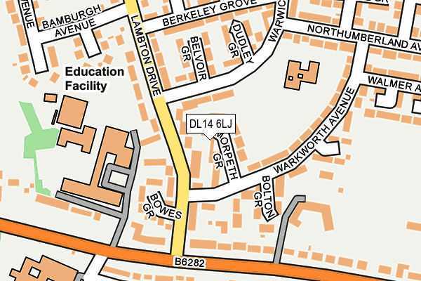 DL14 6LJ map - OS OpenMap – Local (Ordnance Survey)