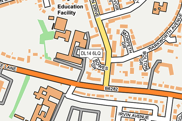DL14 6LQ map - OS OpenMap – Local (Ordnance Survey) DL14 6LQ map - OS OpenMap – Local (Ordnance Survey)