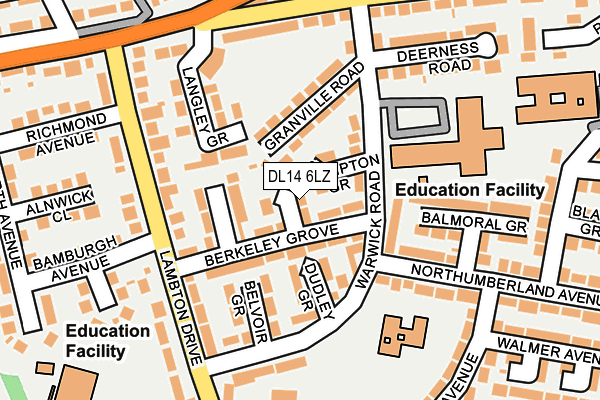 DL14 6LZ map - OS OpenMap – Local (Ordnance Survey) DL14 6LZ map - OS OpenMap – Local (Ordnance Survey)