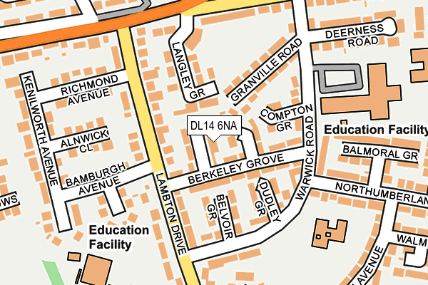 DL14 6NA map - OS OpenMap – Local (Ordnance Survey) DL14 6NA map - OS OpenMap – Local (Ordnance Survey)
