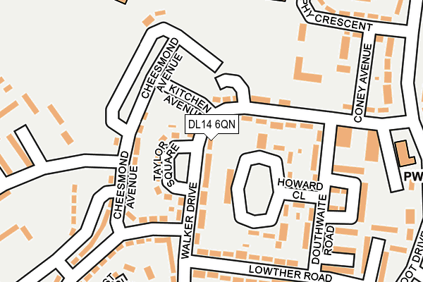DL14 6QN map - OS OpenMap – Local (Ordnance Survey) DL14 6QN map - OS OpenMap – Local (Ordnance Survey)