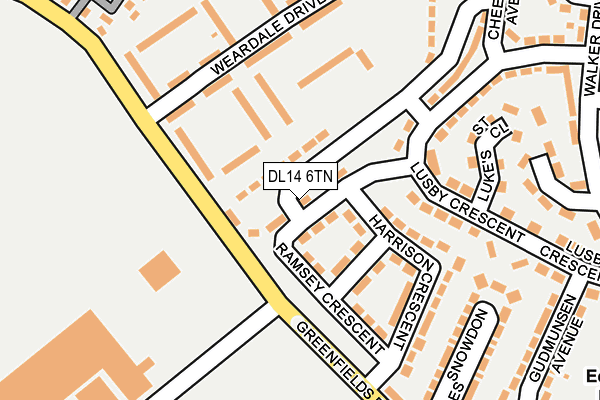 DL14 6TN map - OS OpenMap – Local (Ordnance Survey) DL14 6TN map - OS OpenMap – Local (Ordnance Survey)