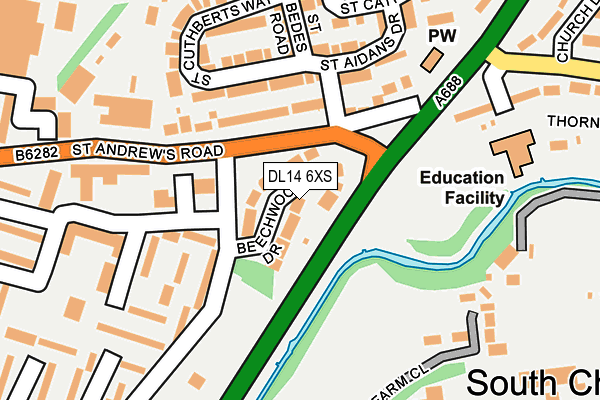 DL14 6XS map - OS OpenMap – Local (Ordnance Survey) DL14 6XS map - OS OpenMap – Local (Ordnance Survey)
