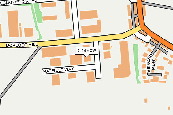 DL14 6XW map - OS OpenMap – Local (Ordnance Survey) DL14 6XW map - OS OpenMap – Local (Ordnance Survey)