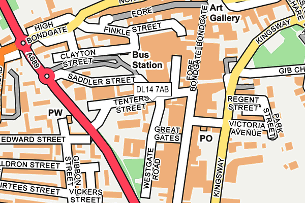 DL14 7AB map - OS OpenMap – Local (Ordnance Survey) DL14 7AB map - OS OpenMap – Local (Ordnance Survey)