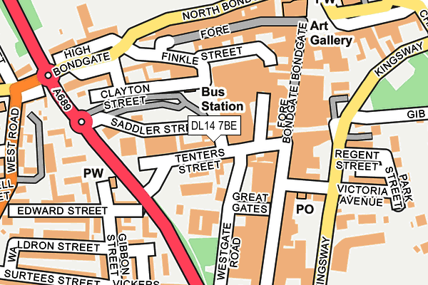 DL14 7BE map - OS OpenMap – Local (Ordnance Survey) DL14 7BE map - OS OpenMap – Local (Ordnance Survey)