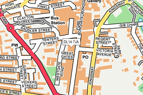DL14 7JA map - OS OpenMap – Local (Ordnance Survey) DL14 7JA map - OS OpenMap – Local (Ordnance Survey)