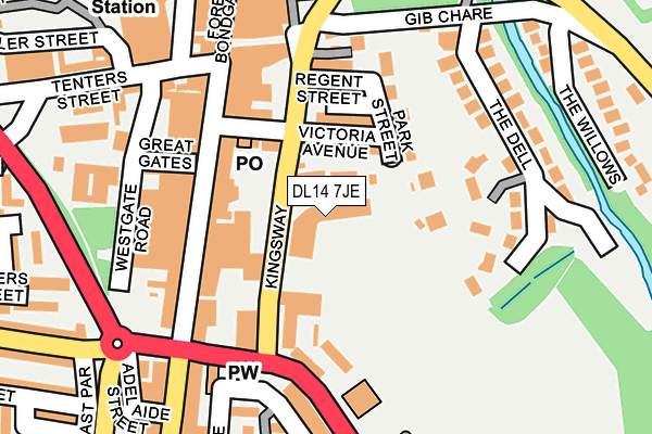 DL14 7JE map - OS OpenMap – Local (Ordnance Survey) DL14 7JE map - OS OpenMap – Local (Ordnance Survey)