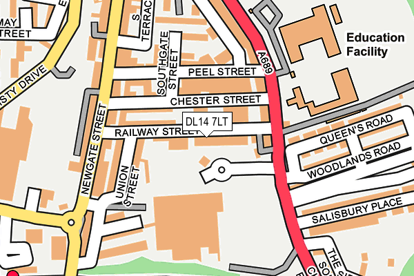 DL14 7LT map - OS OpenMap – Local (Ordnance Survey) DL14 7LT map - OS OpenMap – Local (Ordnance Survey)